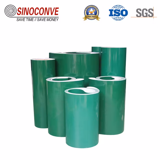 고품질 4.0mm 녹색 산업 거친 표면 PVC 컨베이어 벨트